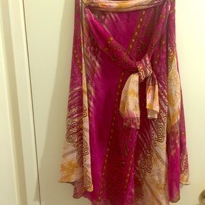 Ninety Women’s Swirl Bottom Skirt w/Tie Sash